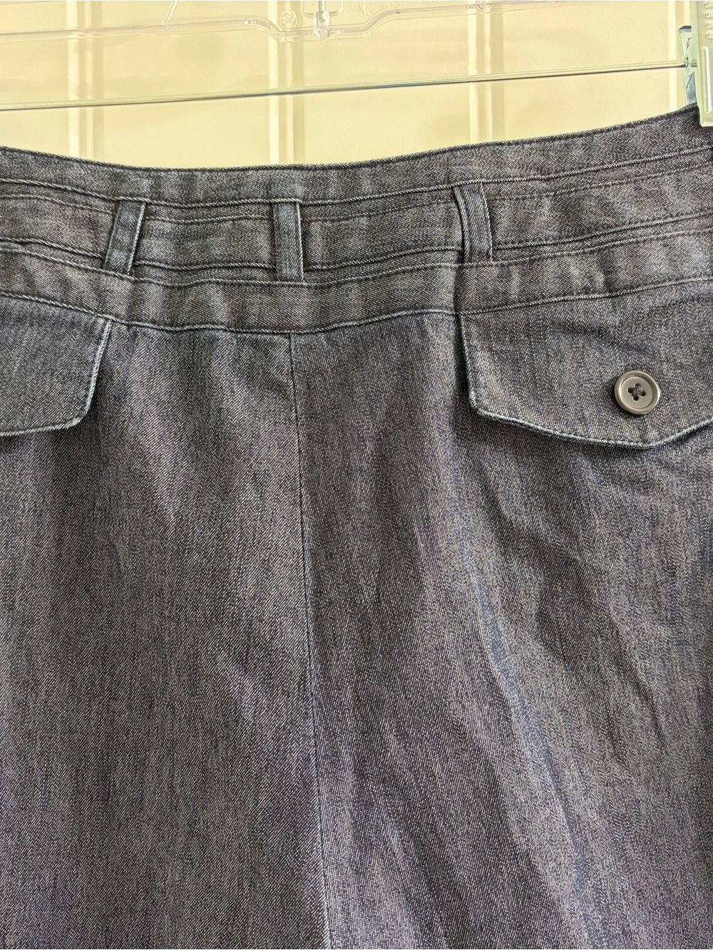 Larry Levine Navy Stretch Wide-Leg Denim Pants with Belt Sz 12 Casual Y2K Chic - Picture 6 of 9